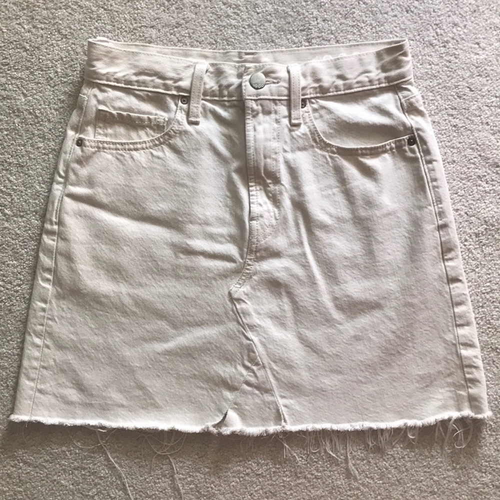 Raw Hem High Waisted Denim Skirt